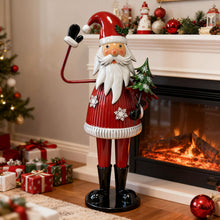 Load image into Gallery viewer, Cheerful Santa Claus Holding Tree And Waving, Holiday Decoration With Festive Design - Red
