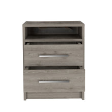 Load image into Gallery viewer, Open Compartment Two Drawer Nightstand - Light Gray