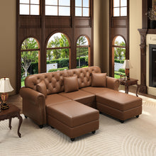 Load image into Gallery viewer, Upholstered Sofa With Nailhead Trim, Rolled Armrests With Ottoman