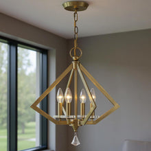 Load image into Gallery viewer, 19" Four Light Dimmable Chandelier With Shades - Antiqued Brass