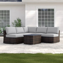 Load image into Gallery viewer, Wicker Sectional Sofa With Cushions And Table
