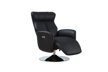 Load image into Gallery viewer, Tufted Genuine Leather Power Swivel Recliner (730558) - Black