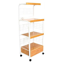Load image into Gallery viewer, 26" Rolling Kitchen Cart With Storage - White / Natural