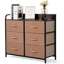 Load image into Gallery viewer, Fabric And Metal Accent Chest With Two Shelves And Six Drawers - Brown