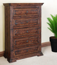 Load image into Gallery viewer, Solid Wood Five Drawer Chest - Chocolate