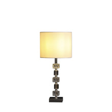 Load image into Gallery viewer, 20" Bedside Table Lamp With Drum Shade - Silver / White