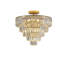 Load image into Gallery viewer, Ten Light Metal Semi-Flush Chandelier With Gold Shades - Gold