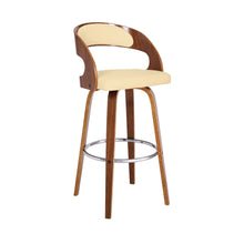 Load image into Gallery viewer, 30" Fabric And Iron Low Back Bar Height Swivel Bar Chair - Cream And Brown
