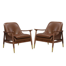 Load image into Gallery viewer, Mid - Century Accent Chair With Cushioned Seat, Brass Tipped Legs