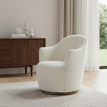 Load image into Gallery viewer, Stylish Sherpa Metal Swivel Chair - White And Gold