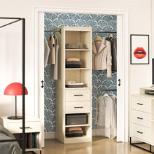 Load image into Gallery viewer, Kelly - 5 Shelf 2 Drawer Closet Organizer With 3 Adjustable Hanging Rods - Ivory
