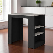 Load image into Gallery viewer, 36" Faux Marble And Wood Kitchen Island With Storage - Black / Gray