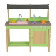 Load image into Gallery viewer, Kids Play Kitchen With Mud Kitchen Set & Water Play Toys For Outdoor Use - Green