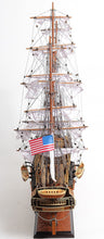 Load image into Gallery viewer, Hand Painted 1797 USS Constitution Medium Open Fron Display Case Model Boat - Brown