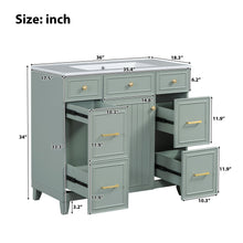 Load image into Gallery viewer, Bathroom Vanity With Ceramic Sink, Soft Close Doors, Adjustable Shelves