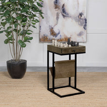 Load image into Gallery viewer, Checkmate - 1 Drawer Side Table With Carved Chess Board - Brown