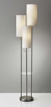 Load image into Gallery viewer, Steel Three Light Floor Lamp With Linen Cylinder Shades - White / Silver