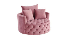 Load image into Gallery viewer, Velvet Tufted Swivel Barrel Chair And Toss Pillows - Pink