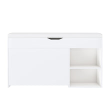 Load image into Gallery viewer, Modern Design Entryway Bench With Adjustable 3 Tier Flip-Up Drawers And Hidden Cabinet - White