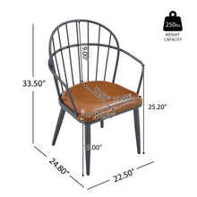 Load image into Gallery viewer, 5 Piece Industrial Style Indoor Upholstered Dining Set With Metal Legs - Brown