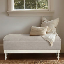 Load image into Gallery viewer, Tufted Storage Bench With Soft Close Lid - Light Gray / Cream