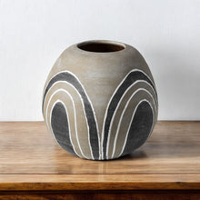 Load image into Gallery viewer, Abstract Cylinder Table Vase (397558) - Brown / White