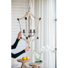 Load image into Gallery viewer, 4 Light Chandelier, Hanging Light Fixture With Adjustable Chain For Kitchen, Bulb Not Included - Cream