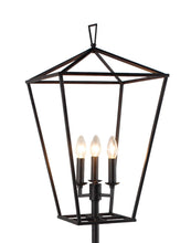 Load image into Gallery viewer, Three Light Floor Lamp With Black Geometric Shade - Black