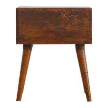 Load image into Gallery viewer, 22" Solid Wood Geometric Brass Inlay Two Drawer Nightstand - Chestnut