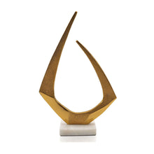 Load image into Gallery viewer, Marble Abstract Tabletop Sculpture (628141) - Gold / White