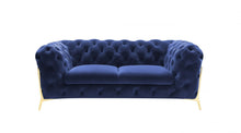 Load image into Gallery viewer, Glam Velvet And Gold Loveseat - Blue