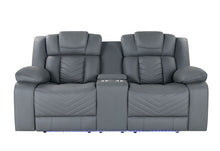 Load image into Gallery viewer, Faux Leather Power Reclining Loveseat With Storage - Light Gray