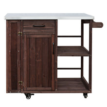 Load image into Gallery viewer, Outdoor Kitchen Island Prep Station With Lockable Wheels, Ample Storage, Towel & Spice Racks