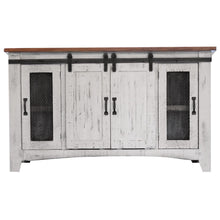 Load image into Gallery viewer, Wood Cabinet Enclosed Storage Distressed TV Stand - White