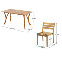 Load image into Gallery viewer, Outdoor 7 Piece Dining Set With Rectangular Table - Teak