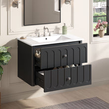 Load image into Gallery viewer, Floating Bathroom Vanity With Oval Knobs & Round Edge, Soft Close Drawer Slides
