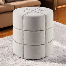 Load image into Gallery viewer, Linen Round Footstool Ottoman - Cream