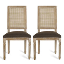Load image into Gallery viewer, French Country Dining Chair With Rectangular Cane Backrest And Smooth Upholstered Seating