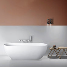 Load image into Gallery viewer, 68.9" Freestanding Solid Surface Soaking Bathtub For Bathroom - Matte White