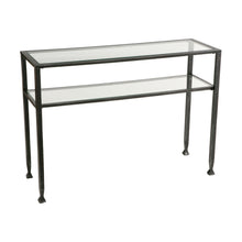 Load image into Gallery viewer, Glass Distressed Console Table With Storage - Clear / Black / Silver