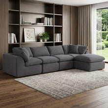 Load image into Gallery viewer, Corduroy Modular Sofa Chaise With Ottoman Toss Pillows (725197) - Dark Gray