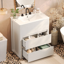 Load image into Gallery viewer, Freestanding Bathroom Vanity With Ceramic Sink, 2 Full Extension Drawers