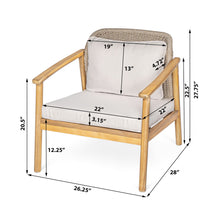 Load image into Gallery viewer, 2 Piece Outdoor Acacia Wood Patio Club Chair, Patio Furniture Arm Chair With Woven Rope Backrest, Deep Seating For Porch - Light Teak / Beige