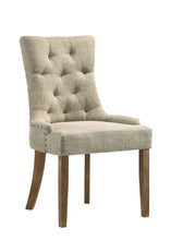 Load image into Gallery viewer, Tufted Upholstered Fabric Dining Side Chairs (Set of 2) - Beige / Oak