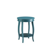 Load image into Gallery viewer, Solid Wood Round End Table With Shelf - Teal Blue