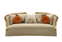 Load image into Gallery viewer, Velvet Curved Sofa And Toss Pillows With Natural Legs - Beige