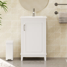 Load image into Gallery viewer, Modern Small Bathroom Vanity Cabinet With Ceramic Basin, Ample Storage, 1 Soft Close Door