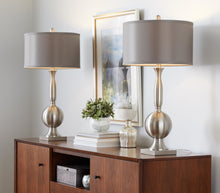 Load image into Gallery viewer, Joan - Contemporary Table Lamp (Set of 2) - Nickel / Gray Satin