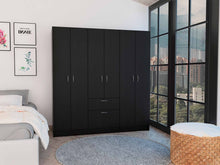 Load image into Gallery viewer, Tall Six Door Closet Wardrobe Center - Black / White