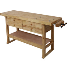 Load image into Gallery viewer, Workbench With 4 Drawers Wooden Workbench For Garage Workshop And Home - Natural